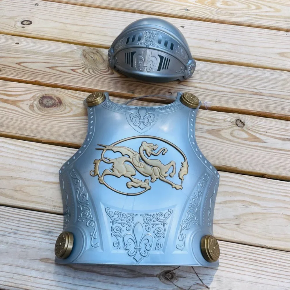 KIDS COSTUME: Medieval Knight armor Vest & Helmet Renaissance Era Dress Up